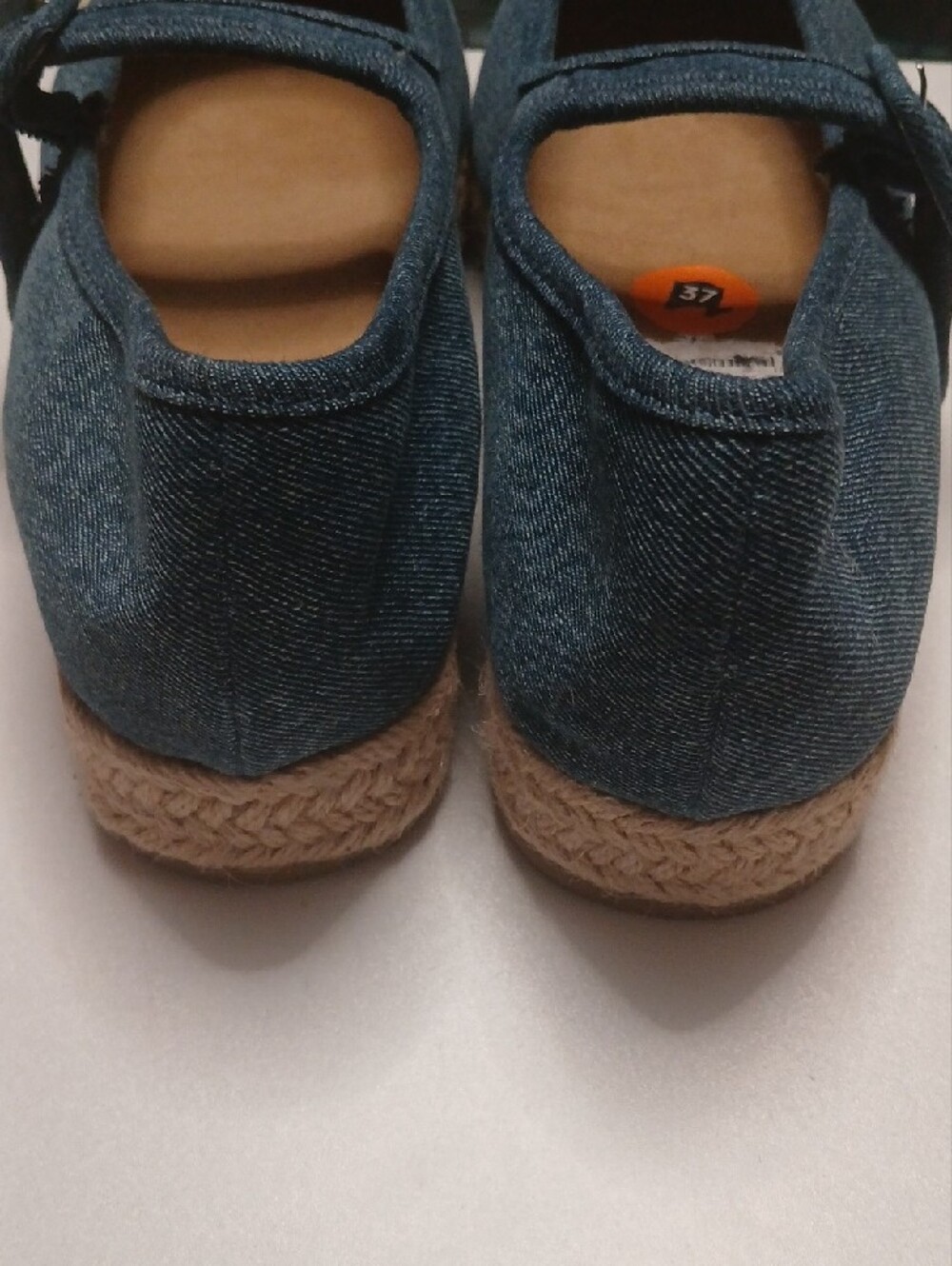 me too Denim Mary Jane Espadrille in Blue with Braided Rope Platform - Picture 7 of 7